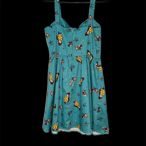 Hot topic Disney Belle Pin Up Dress Size L Blue - Picture 10 of 12